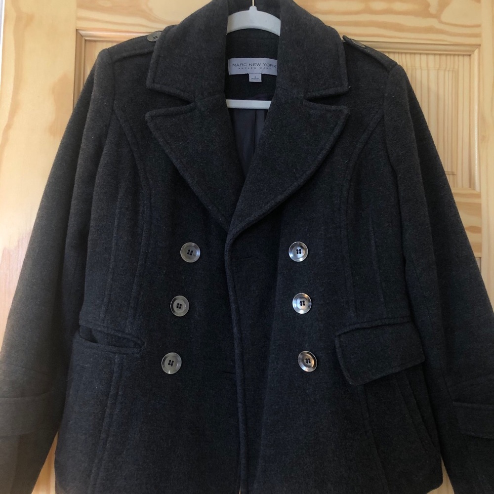 Gray Wool Andrew Marc New York Pea Coat